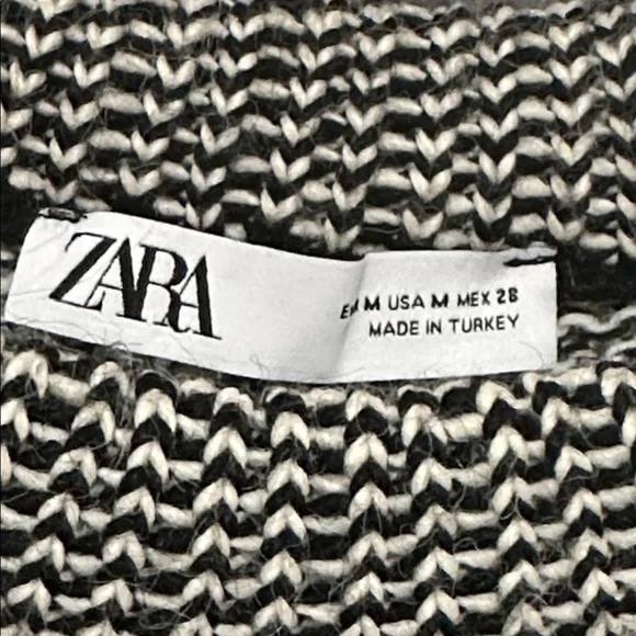 Zara Black and Cream Patterned Cowl Neck Sweater - Picture 2 of 3